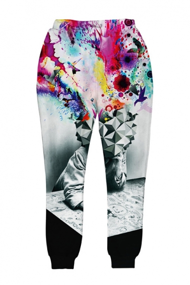 3D Abstract Painting Printed Elastic Waist Sports Sweatpants
