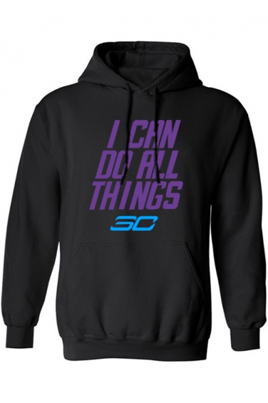 Fashion Letter I CAN DO ALL THINGS SO Print Long Sleeve Sports Casual Hoodie