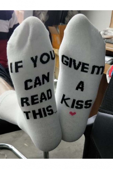Funny Letter IF YOU CAN READ THIS Printed Unisex Cotton Socks