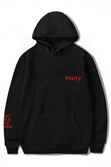 Letter HARRY STYLES TREAT PEOPLE WITH KINDNESS Printed Casual Loose Hoodie