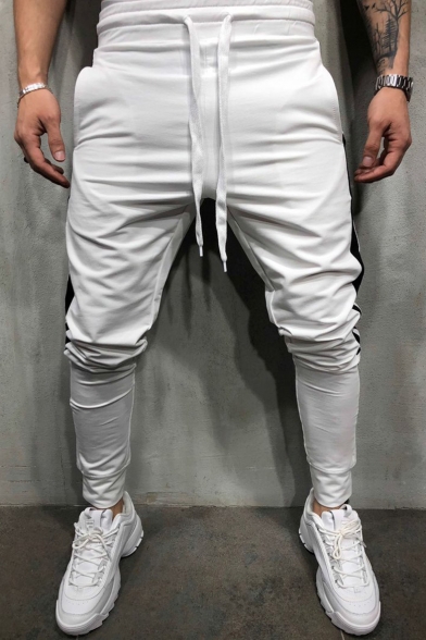 men's fashion colorblock striped casual pants