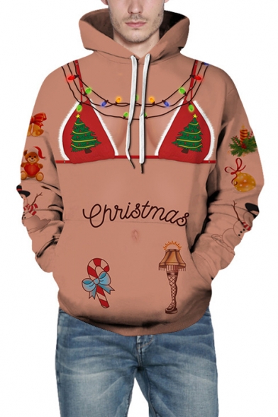 New Fashion Funny 3D Christmas Bra Pattern Unisex Sports Brown Hoodie