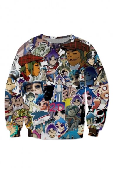 

Fancy Letter 3D Cartoon Pattern Long Sleeve Round Neck Pullover Sweatshirt, LC490038