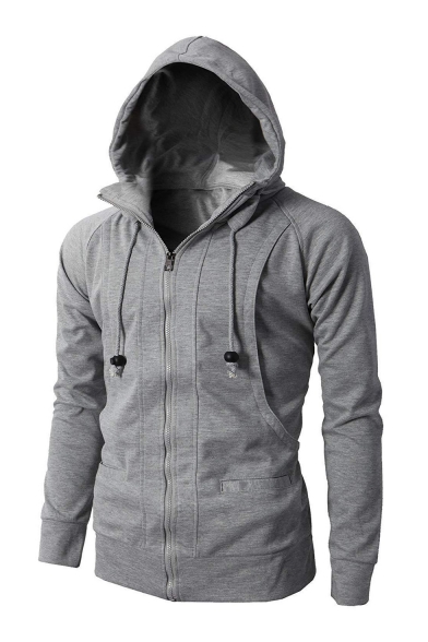 Fensajomon Men Hoodie Fall Winter Sport Long Sleeve Solid Hooded Sweatshirt Dark Grey XL 