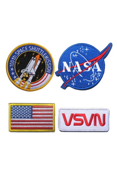 New Arrival Letter NASA Embroidered Four-Piece Velcro Tape Badge