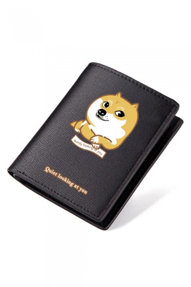 New Stylish Doge Series Printed Juniors' Black Wallet 9.5*11.5cm