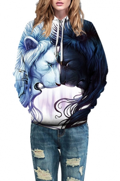 Unique 3D Lion Pattern Winter's Fashion Unisex Hoodie