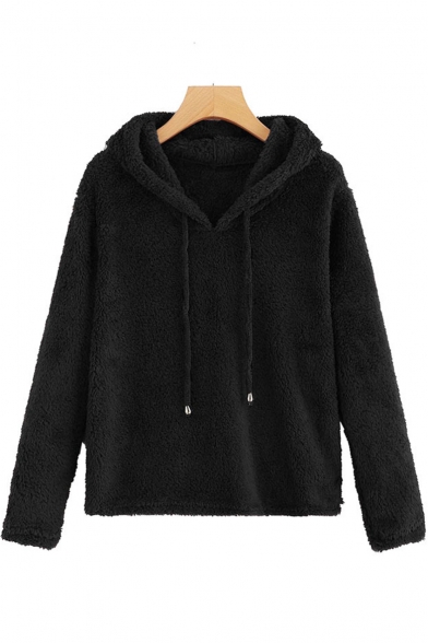 Winter's Unique Fashion Long Sleeve Solid Fleece Loose Fitted Hoodie
