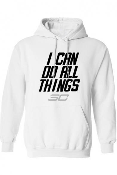 Fashion Letter I CAN DO ALL THINGS SO Print Long Sleeve Sports Casual Hoodie