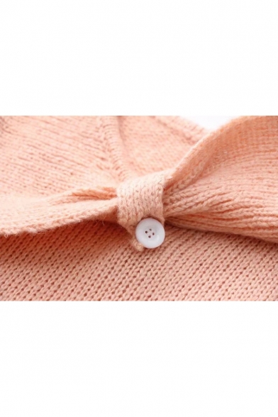 Girls' Lovely Bow Tied Round Neck Long Sleeve Casual Pink Sweater