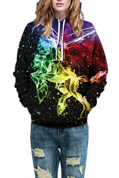 Hot Fashion Galaxy Printed Long Sleeve Sports Leisure Hoodie for Couple