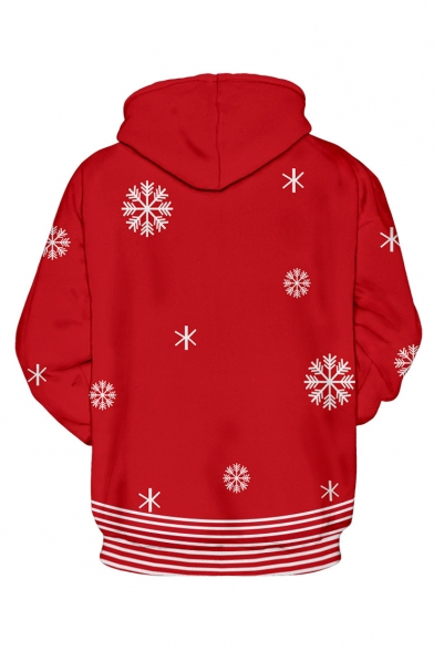 Hot Popular Christmas Pattern Long Sleeve Red Unisex Hoodie