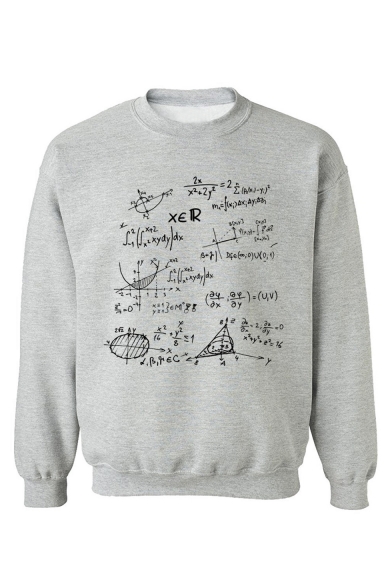 Men's New Trendy Mathematical Formula Printed Crewneck Long Sleeve Sweatshirt