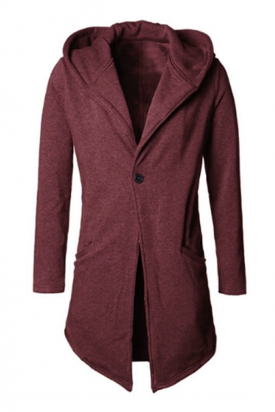 Trendy Hooded Long Sleeve Single Button Front Solid Slim Fitted Coat
