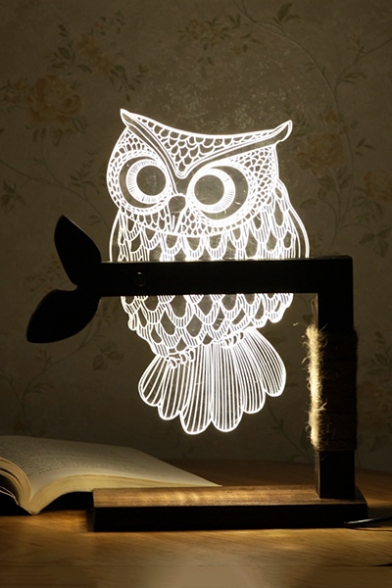 Unique Night Owl Shaped White Light Table Lamp Night Lamp
