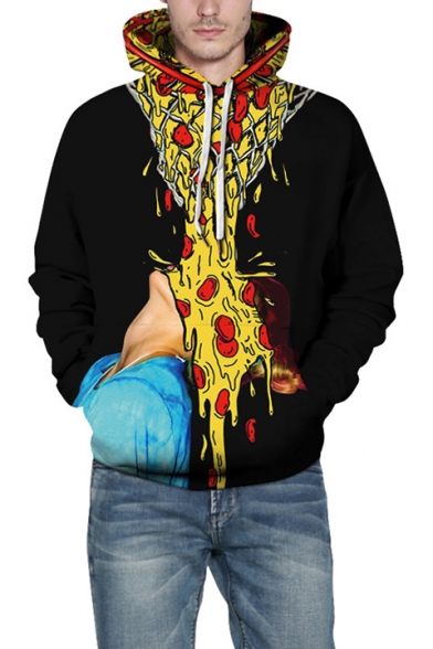 Winter's New Arrival Long Sleeve 3D Abstract Painting Print Black Hoodie