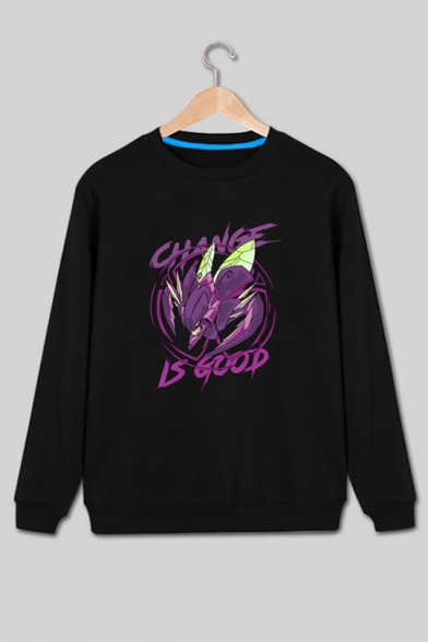 CHANGE IS GOOD Game Printed Round Neck Long Sleeve Fitted Sweatshirt