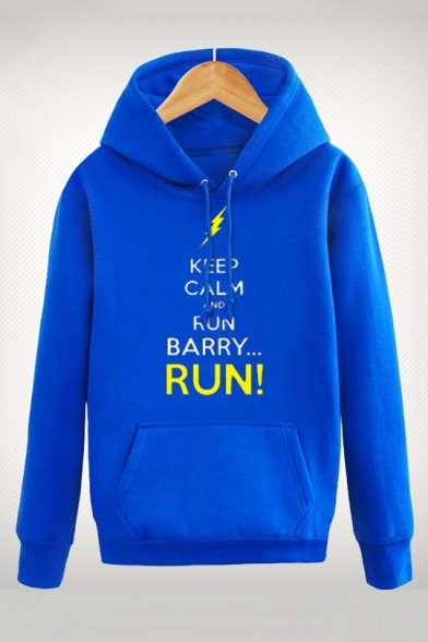 THE FLASH Series Letter KEEP CALM AND RUN BARRY Printed Long Sleeve Relaxed Hoodie