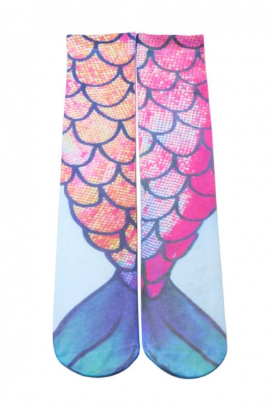 New Arrival Fish Scale Printed Knee-Length Mermaid Stockings