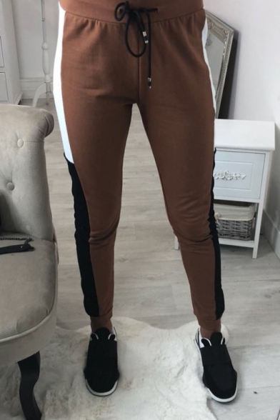 New Fashion Color Block Long Sleeve Cropped Sweatshirt Sports Pants Casual Outfit Co-ords