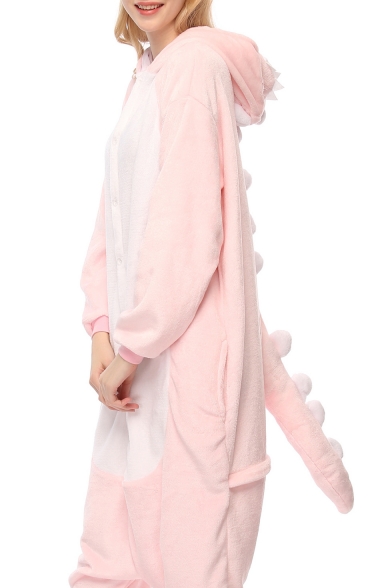 Pink Dragon Cosplay Long Sleeve Hooded Carnival Fleece Costume Pajamas