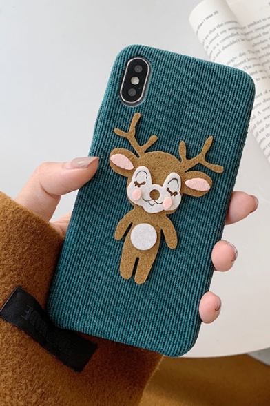 Unique Cute Cartoon Deer Printed Corduroy Phone Case for iPhone