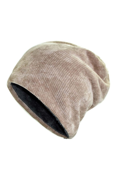 Winter's New Fashion Outdoor Warm Double Layered Solid Beanie