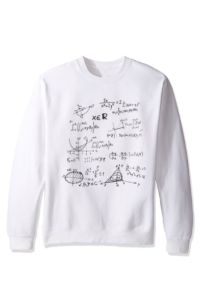 Men's New Trendy Mathematical Formula Printed Crewneck Long Sleeve Sweatshirt