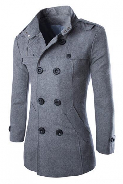 Michealboy Mens Wool Peacoat for Winter Trench Coat Single Breasted Removable Collar Windproof Warm Woolen Coat