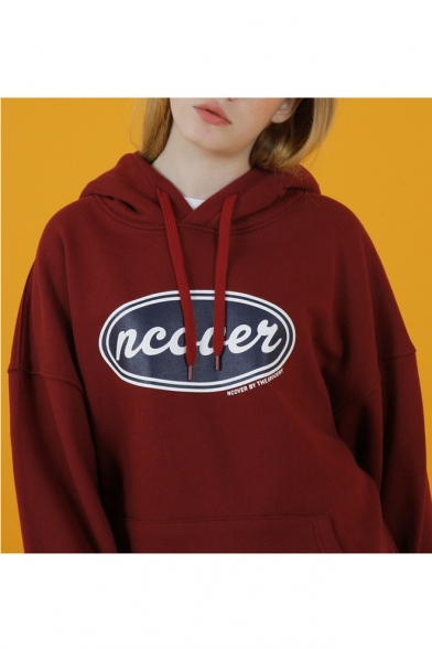 New Trendy Letter NCOVER Printed Long Sleeve Oversized Loose Hoodie