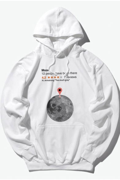 Funny Earth Location Letter Printed Unisex Long Sleeve Basic Hoodie