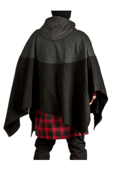 Men's Hooded Long Sleeve Color Block Oversized Witch Cosplay Cape Coat