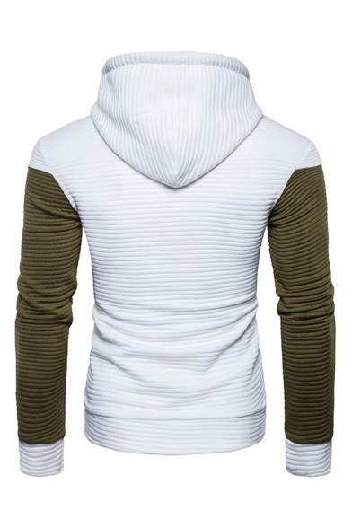 New Trendy Long Sleeve Color Block Slim Fitted Pullover Hoodie