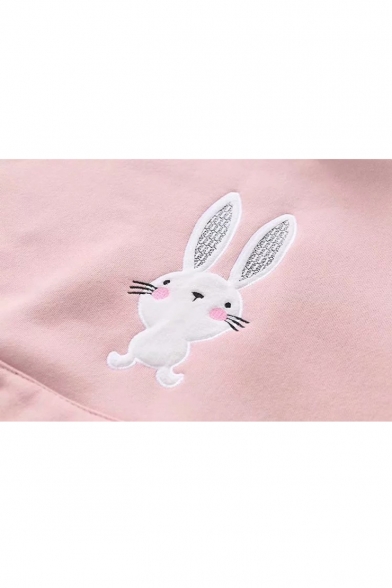 Students' Lovely Rabbit Embroidered Long Sleeve Casual Hoodie