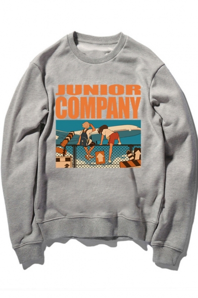Cartoon Junior Company Character Printed Round Neck Long Sleeve Sweatshirt