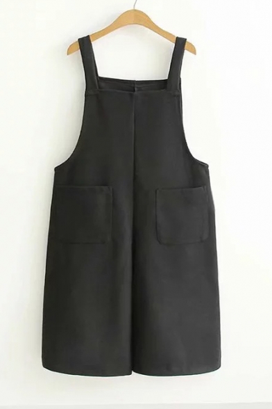 

Classic Wide Leg Casual Plain Double Pockets Straps Overall Jumpsuit, Black;gray, LC494033