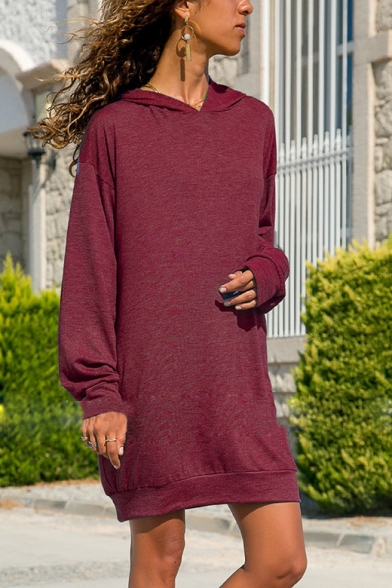 Women's Casual Loose Long Sleeve Solid Oversized Tunic Hoodie