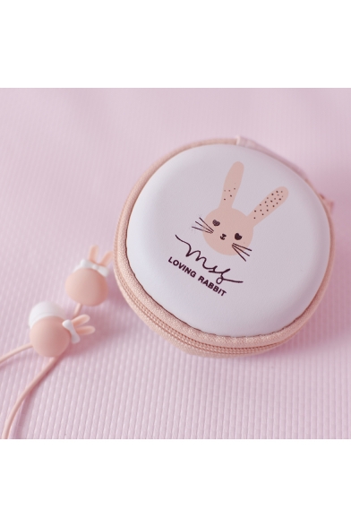 Cartoon Rabbit Design Cute Earphone with Carrying Case