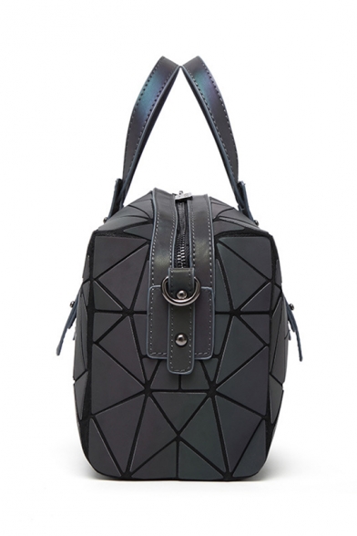 Fashion Dull Polish Geometric Pattern Fold Black Handbag