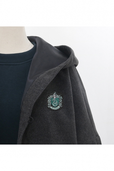 Fashion Harry Potter University Badge Chest Long Sleeve Hooded Overcoat