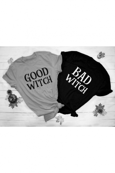 GOOD WITCH Printed Short Sleeve Round Neck Chic Simple Tee
