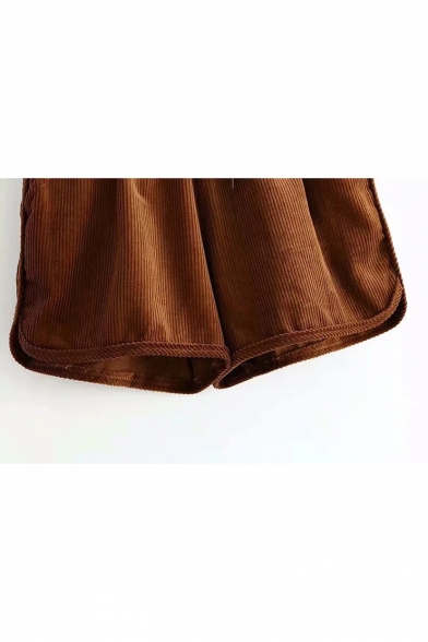 Winter's Vintage Corduroy Drawstring Waist Loose Fitted Khaki Shorts
