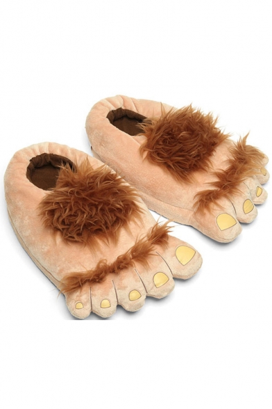 Antique Hobbit Big Feet Deign Brown Slippers