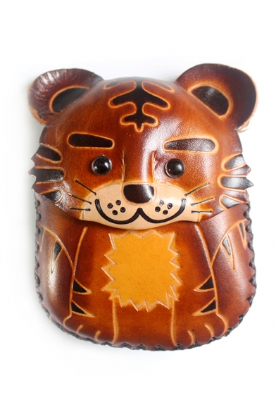 Cute Tiger Shape Animal Pattern Zippered Coin Purse for Girls