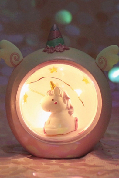 Cute Cartoon Unicorn Embellished Bedside Night Lamp for Gift