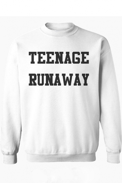 Fashion Letter TEENAGE RUNAWAY Printed Crewneck Long Sleeve Unisex Sweatshirt
