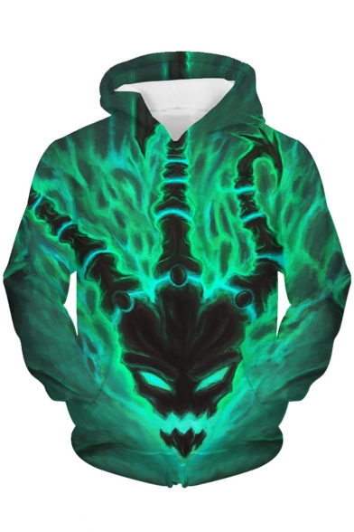 Green Long Sleeve 3D Pattern Cool Hoodie for Couple