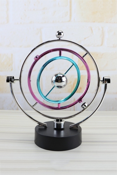 Novelty Kinetic Orbital Newton Electronic Swing Perpetual Balance Blue Celestial Globe Pendulum 25*22*10.5CM