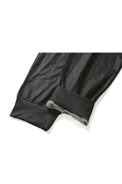 Black 3D Lightning Lion Pattern Hooded Long Sleeve Zip Closure Men's Jumpsuits