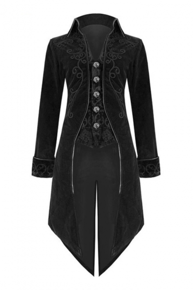 Gothic Style Long Sleeve Lapel Collar Single Breasted Evening Party Swallowtail Coat